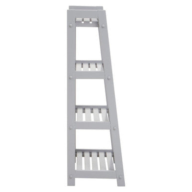 Chester Grey Tropical Hevea Wood 4 Tier Ladder Shelf Unit