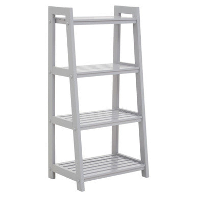 Chester Grey Tropical Hevea Wood 4 Tier Ladder Shelf Unit