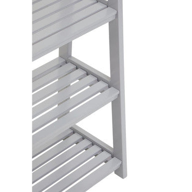 Chester Grey Tropical Hevea Wood 4 Tier Ladder Shelf Unit