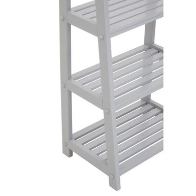 Chester Grey Tropical Hevea Wood 4 Tier Ladder Shelf Unit