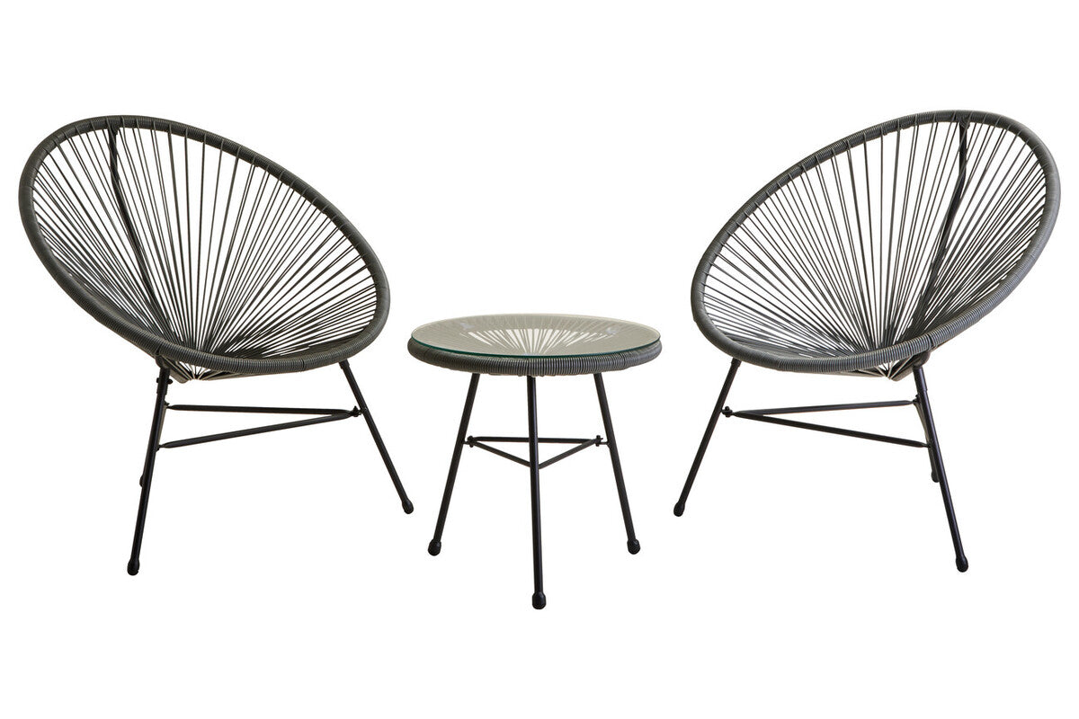 Grey 3 Piece Rattan Patio Set | Miami