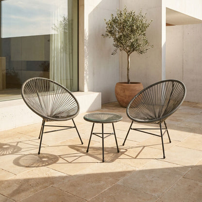 Grey 3 Piece Rattan Patio Set | Miami