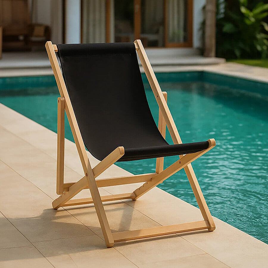 Beauport Black Wooden Deck Chair