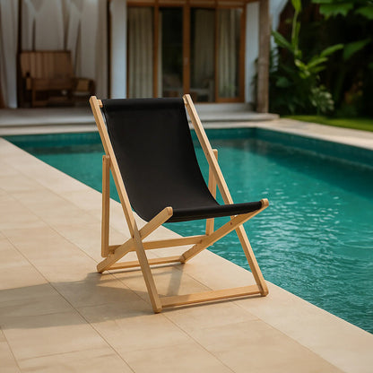 Beauport Black Wooden Deck Chair