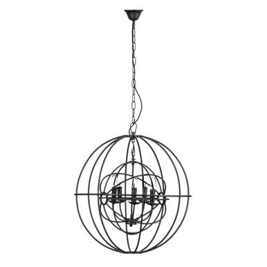 Orbital 5 Arm Black Round Pendant Light