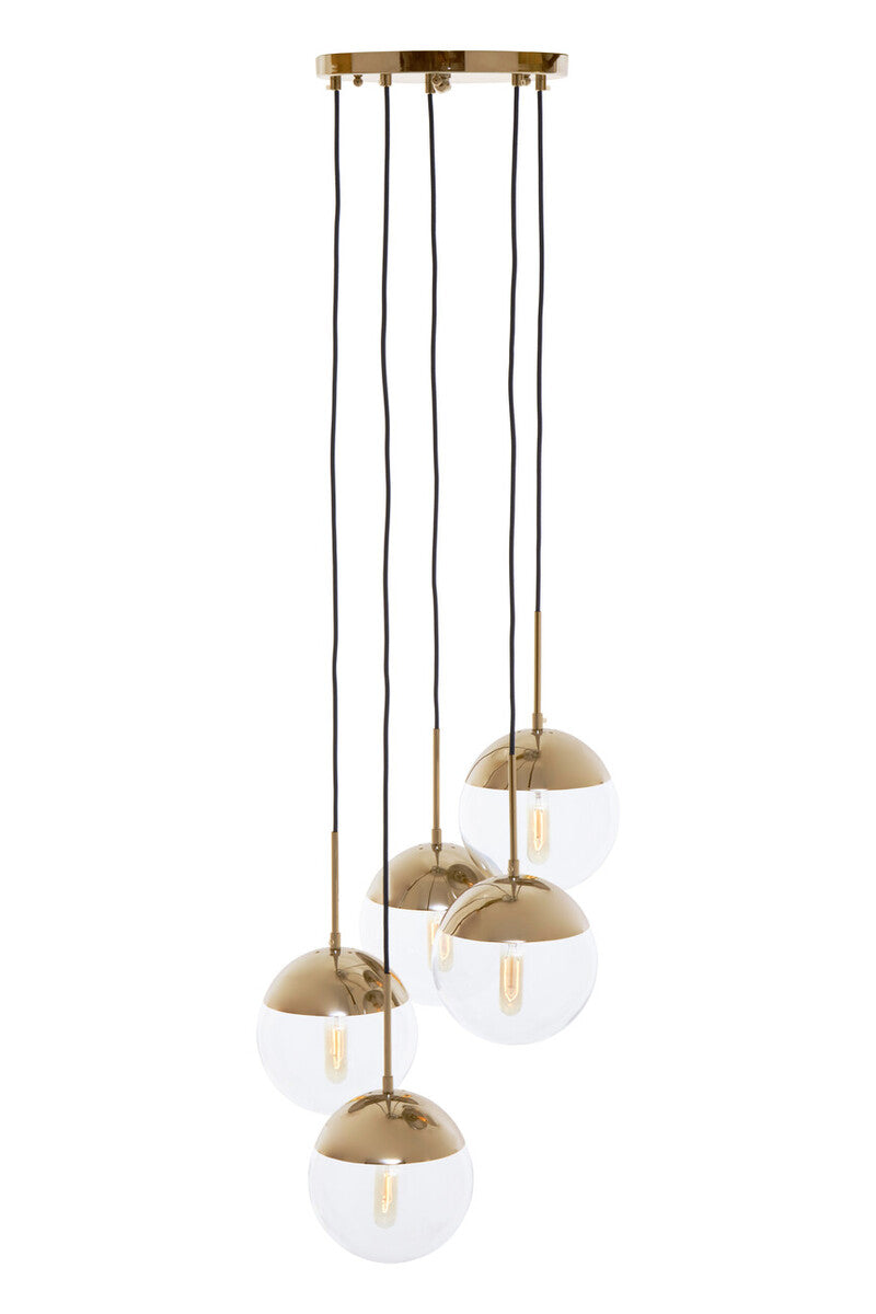 Gold Finish Five Pendant Lights | Revive