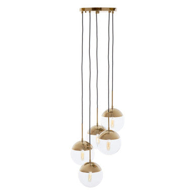 Gold Finish Five Pendant Lights | Revive