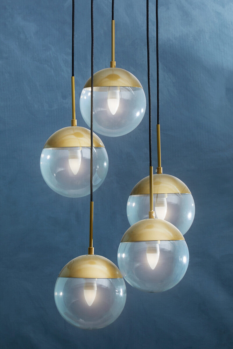 Gold Finish Five Pendant Lights | Revive