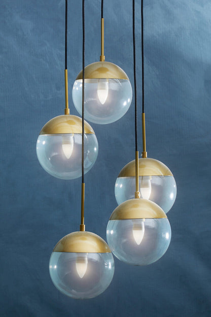 Gold Finish Five Pendant Lights | Revive