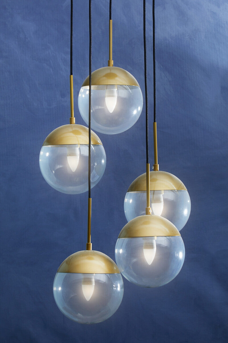 Gold Finish Five Pendant Lights | Revive