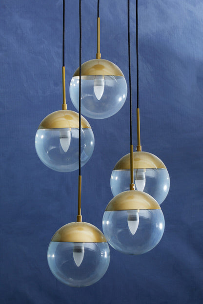 Gold Finish Five Pendant Lights | Revive