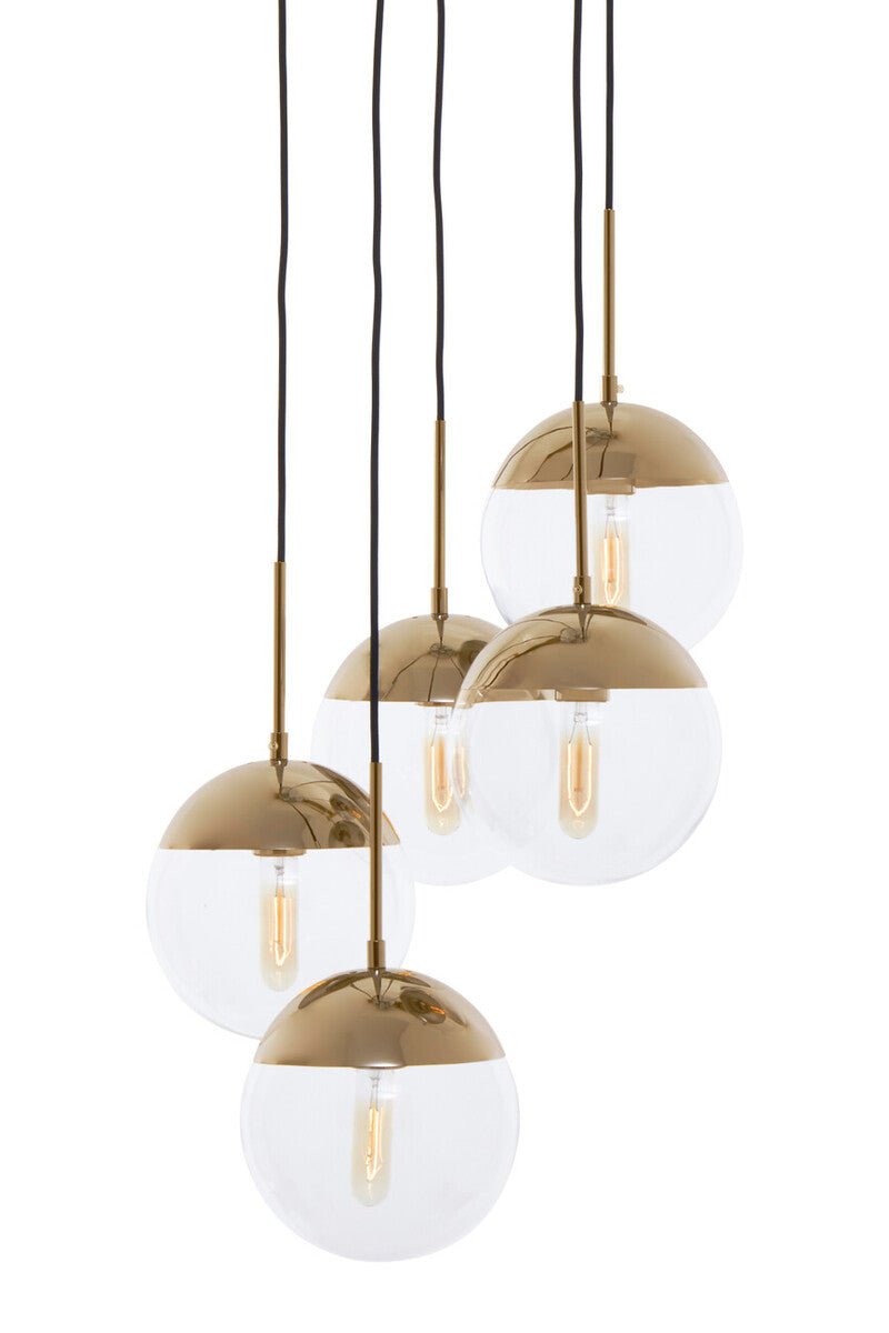 Gold Finish Five Pendant Lights | Revive