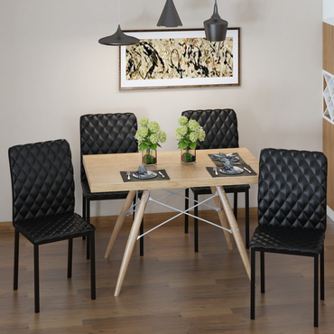 Modern Dining Chairs Faux Leather Accent Chairs for Kitchen, Set of 4, Black