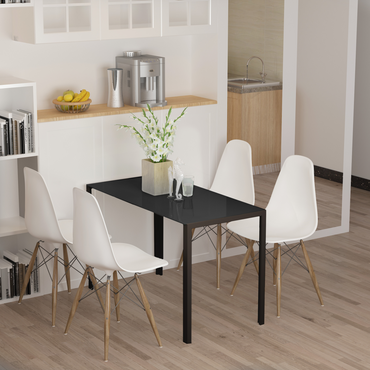 Modern Rectangular 4 Seater Dining Table with Tempered Glass Top