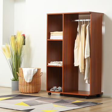 Open Wardrobe W/ Clothes Hanging Rail-Walnut