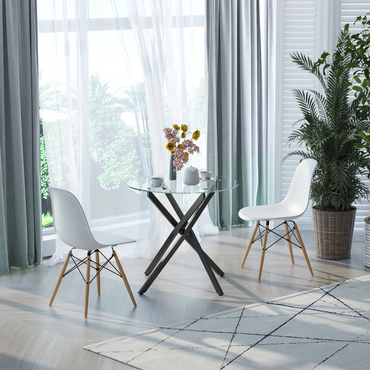 Aurora Clear Glass Side Table Round Metal Dining Table Dining Black