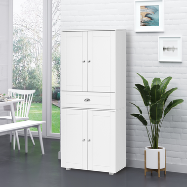 Modern Kitchen Pantry Cupboard w/ Drawer and Shelves, 76.2x40x184cm