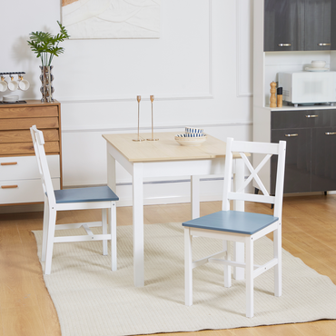 Dining Chairs Set of 2, Pine Wood Frame, Cross Back for Kitchen White