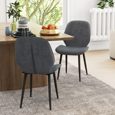 Aurora Dining Chairs Set of 2, Upholstered Kitchen Chairs with Metal Legs, Grey