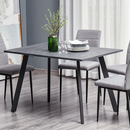 Modern Rectangular Dining Table with Metal Legs Indoor, Dark Grey