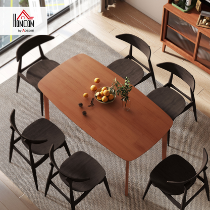 Aurora 150 cm Rectangular Dining Table with Solid Wood Frame, Light Brown