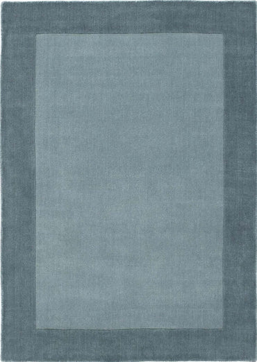 Bordered Duck Egg Blue Wool Rug