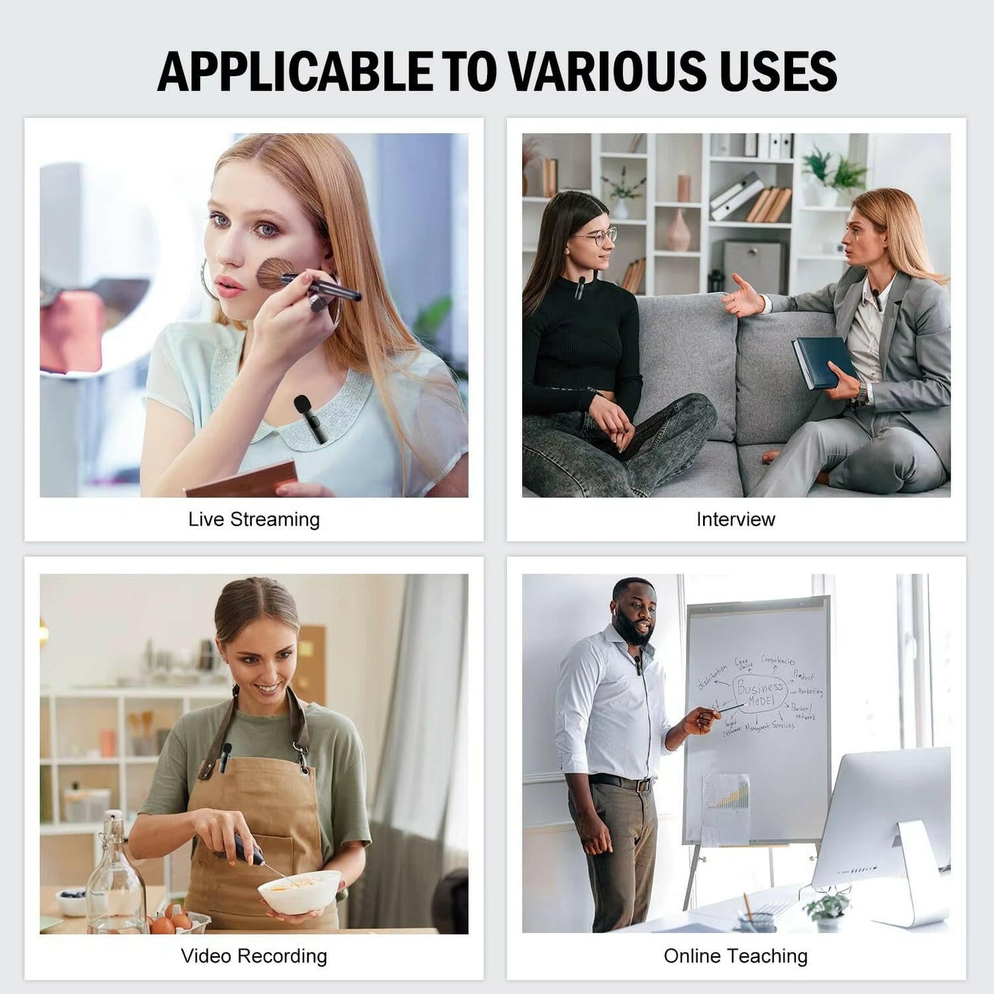 Wireless Lavalier Microphone - Mini Windproof Wool Mic for iPhone 16, Perfect for Vlogs & YouTube Recording