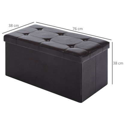 Folding Faux Leather Storage Cube Ottoman Bench Seat Brown