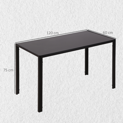 Modern Rectangular 4 Seater Dining Table with Tempered Glass Top