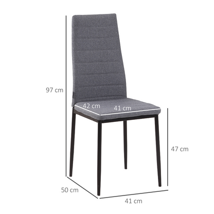 High Back Dining Chairs Upholstered Linen-Touch Fabric Accent Chairs Set of 4