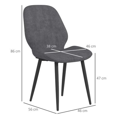 Aurora Dining Chairs Set of 2, Upholstered Kitchen Chairs with Metal Legs, Grey