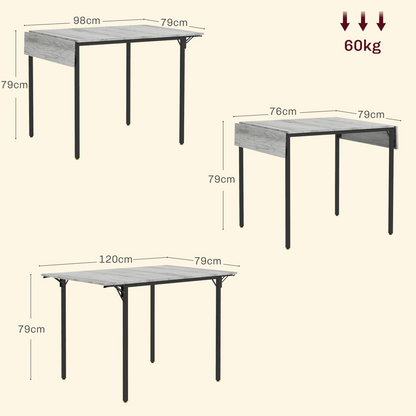 Aurora Folding Dining Table, Drop Leaf Table for 2-4 People, Grey