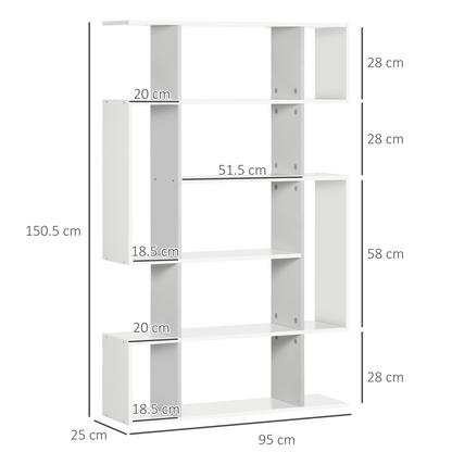 5-Tier Bookshelf, Modern Bookcase with 13 Open Shelves, White