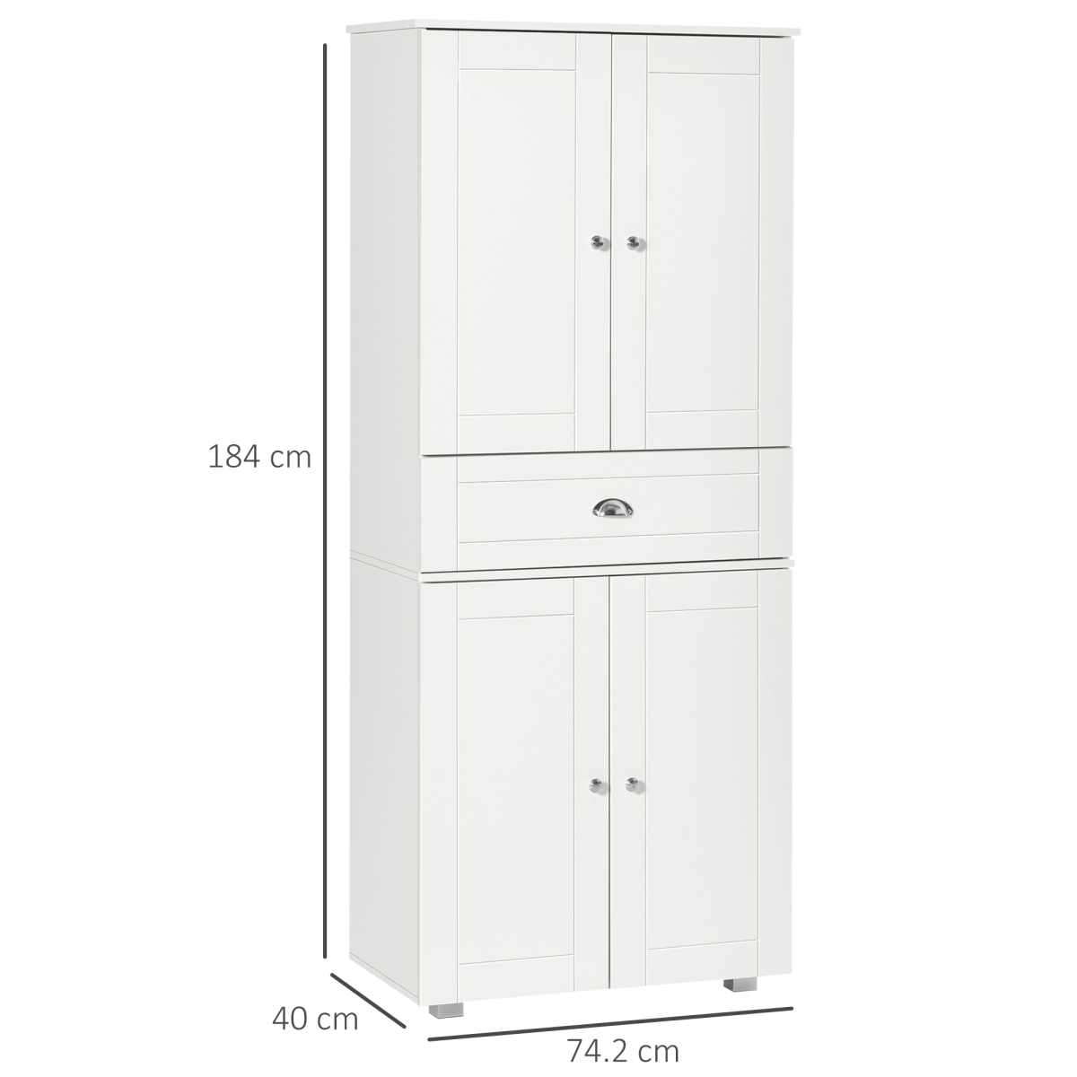 Modern Kitchen Pantry Cupboard w/ Drawer and Shelves, 76.2x40x184cm