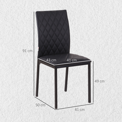 Modern Dining Chairs Faux Leather Accent Chairs for Kitchen, Set of 4, Black