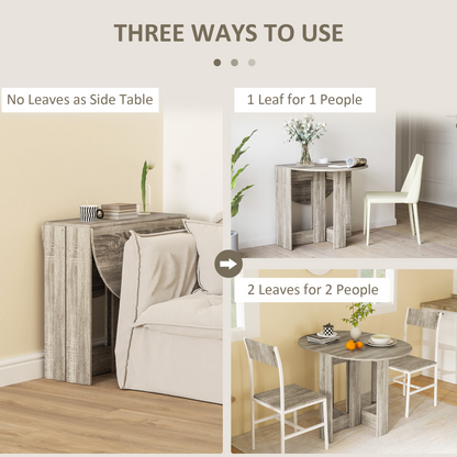 Aurora Folding Dining Table Foldable Drop Leaf Dinner Table for Kitchen Grey
