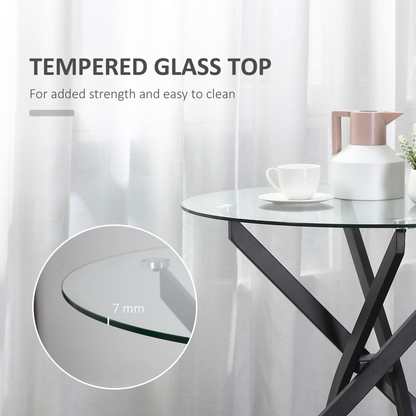 Aurora Clear Glass Side Table Round Metal Dining Table Dining Black