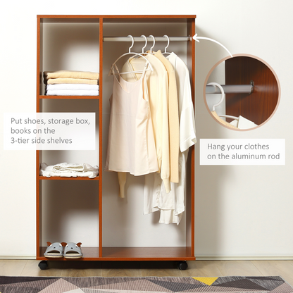Open Wardrobe W/ Clothes Hanging Rail-Walnut