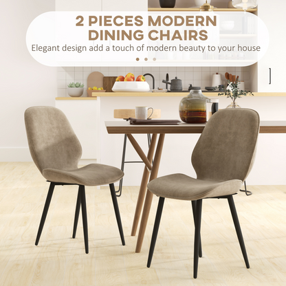 Aurora Dining Chairs Set of 2, Upholstered Kitchen Chairs with Metal Legs, Brown