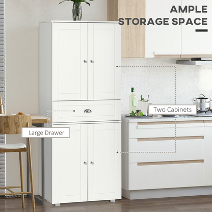 Modern Kitchen Pantry Cupboard w/ Drawer and Shelves, 76.2x40x184cm