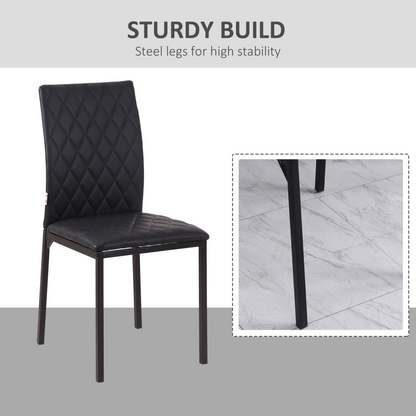 Modern Dining Chairs Faux Leather Accent Chairs for Kitchen, Set of 4, Black