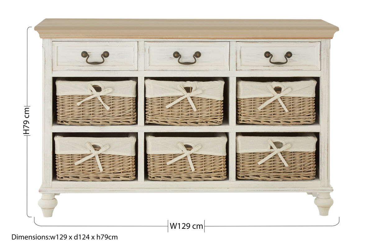 Storage Cabinet with 6 Willow Baskets | Hendra