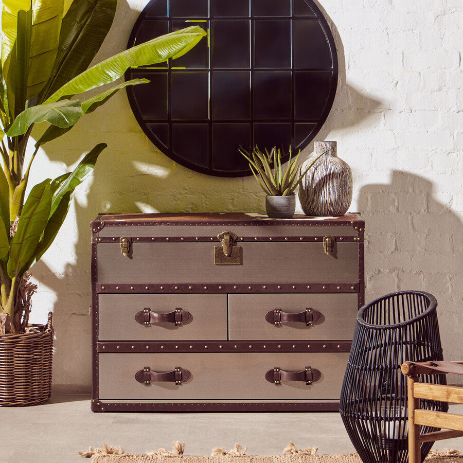 Brown and White Cowhide Cabinet | Kensington Townhouse