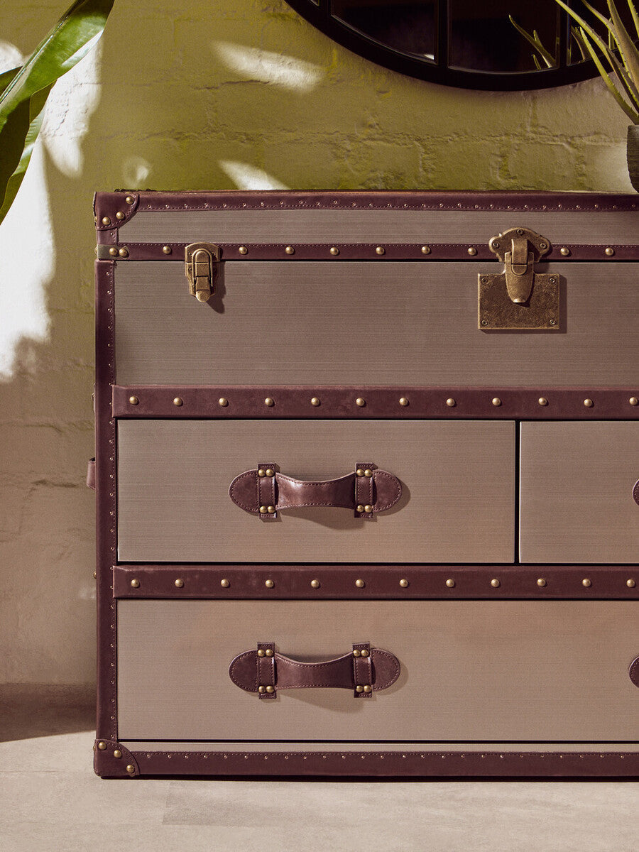 Brown and White Cowhide Cabinet | Kensington Townhouse
