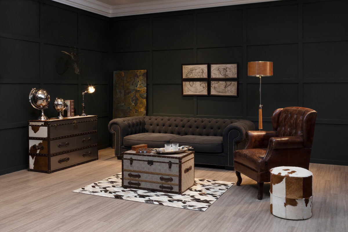 Brown and White Cowhide Cabinet | Kensington Townhouse