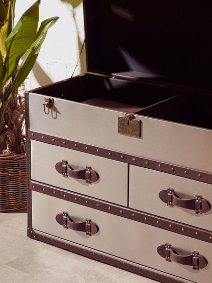 Brown and White Cowhide Cabinet | Kensington Townhouse