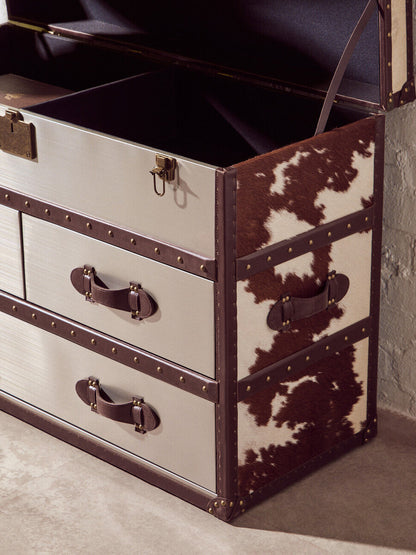 Brown and White Cowhide Cabinet | Kensington Townhouse