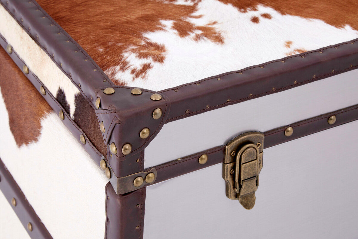 Brown and White Cowhide Cabinet | Kensington Townhouse