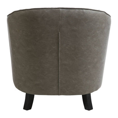 Derby Grey Faux Leather Tub Chair and Footstool with Stud Detail