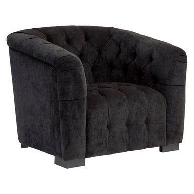 Fenton Black Fabric Armchair with Button Tufted Detail